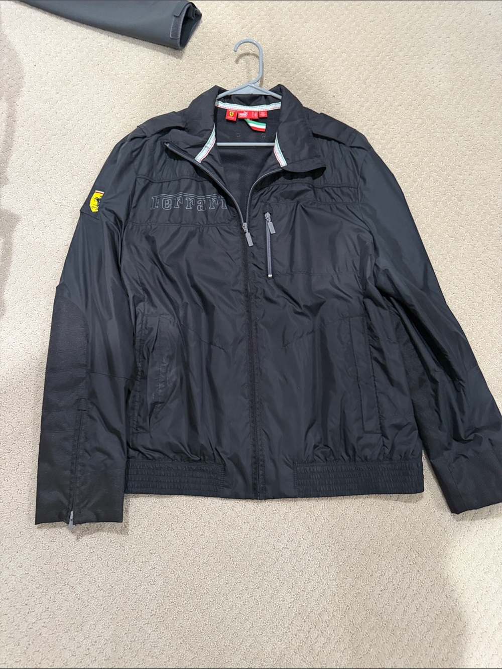 Ferrari Black Lightweight Zip Jacket with Sleeve Crest